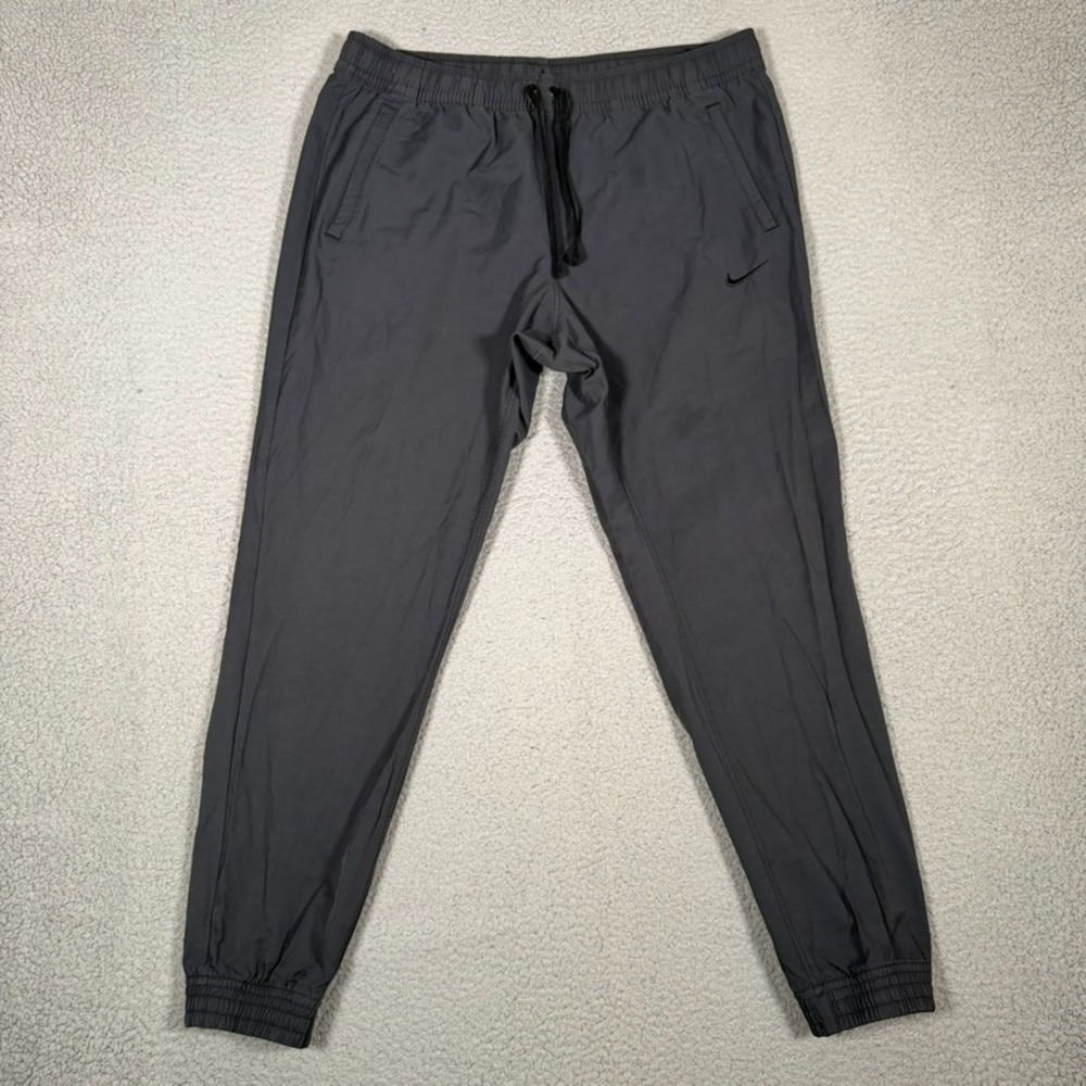 Nike Pants Mens XL Gray Woven Jogger Elastic Waist Drawstring Pockets Preppy